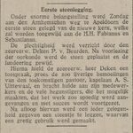 Bericht in de krant over de eerste steenlegging.
              <br/>
              De Volkskrant, 1924